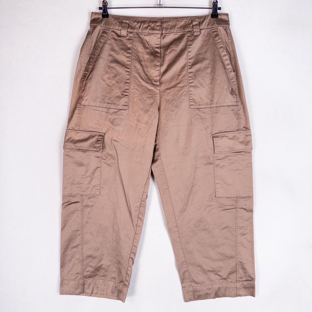 Old Navy Womens Cargo Pants 14 Brown Mauve Extra High Rise Cropped Satin